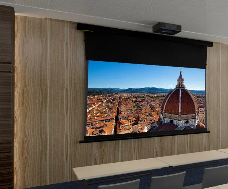 New Generation Laser TV Self-Rising Screen ALR Electric Motorised Tab Tensioned Projection Screen for UST Laser Projector 4k HD