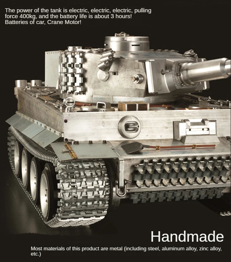 Full Metal Large Tank German Tiger Electric Remote Control Aluminum Alloy Model 2.4G Remote Control M1A2 Chariot