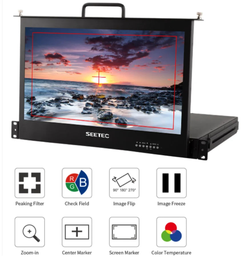 SEETEC SC173-9HD-56 17.3 Inch 1RU Pull Out Rack Mount Monitor Full HD1920x1080 for Broadcast Director Monitor
