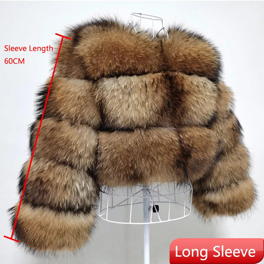 2025 maomaokong Super Hot Winter Women Luxury Thick Real Raccoon Fur Coat Natural Fox Fur Jacket Plus Size Jackets Female Vest