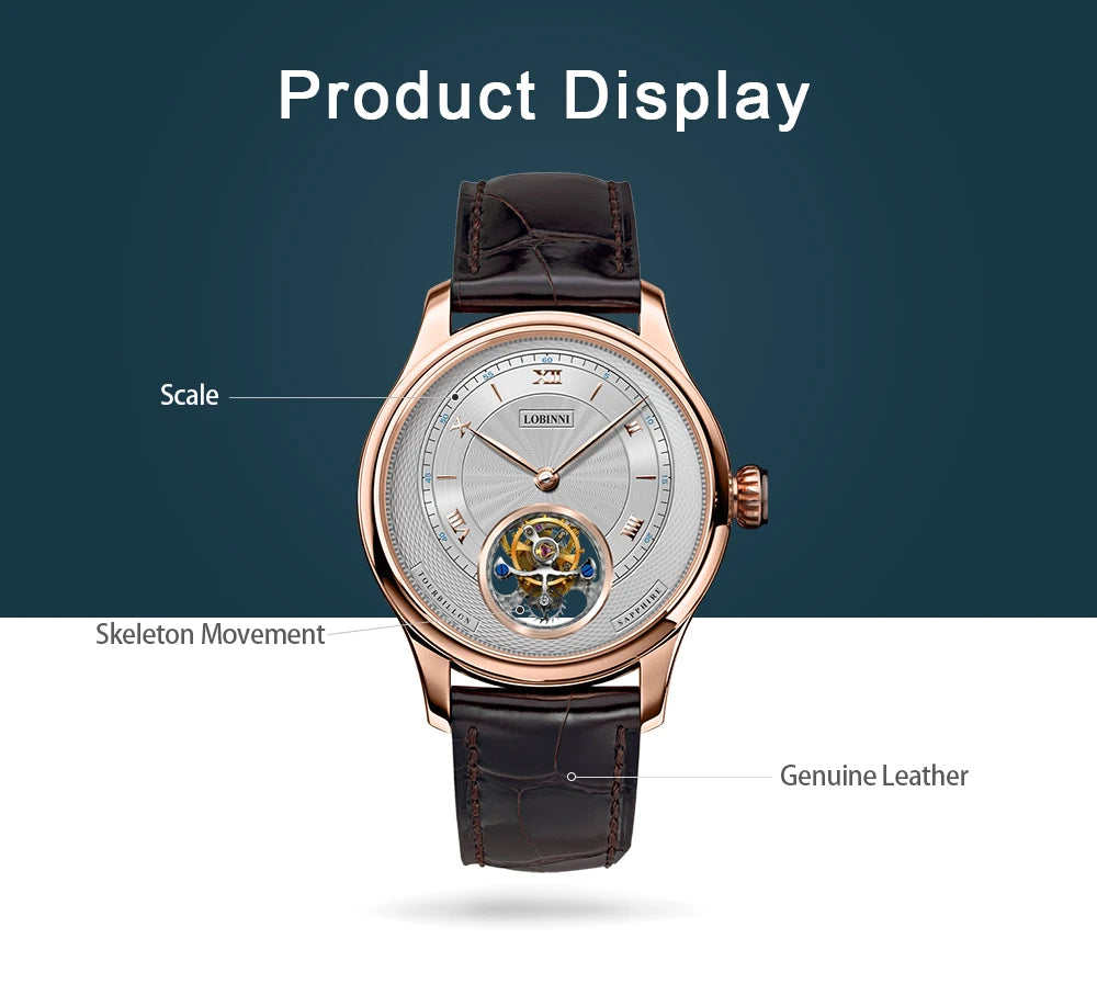 tourbillion luxury watch men,mens automatic wrist watches LOBINNI man dress waterproof skeleton mechanical wristwatch montre