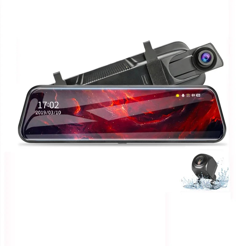 10 Inch Touch Screen Stream Media Car DVR Dash Cam Dual Lens Rear View Mirror Auto Dashcam Video Recorder Car HD Dash Camera
