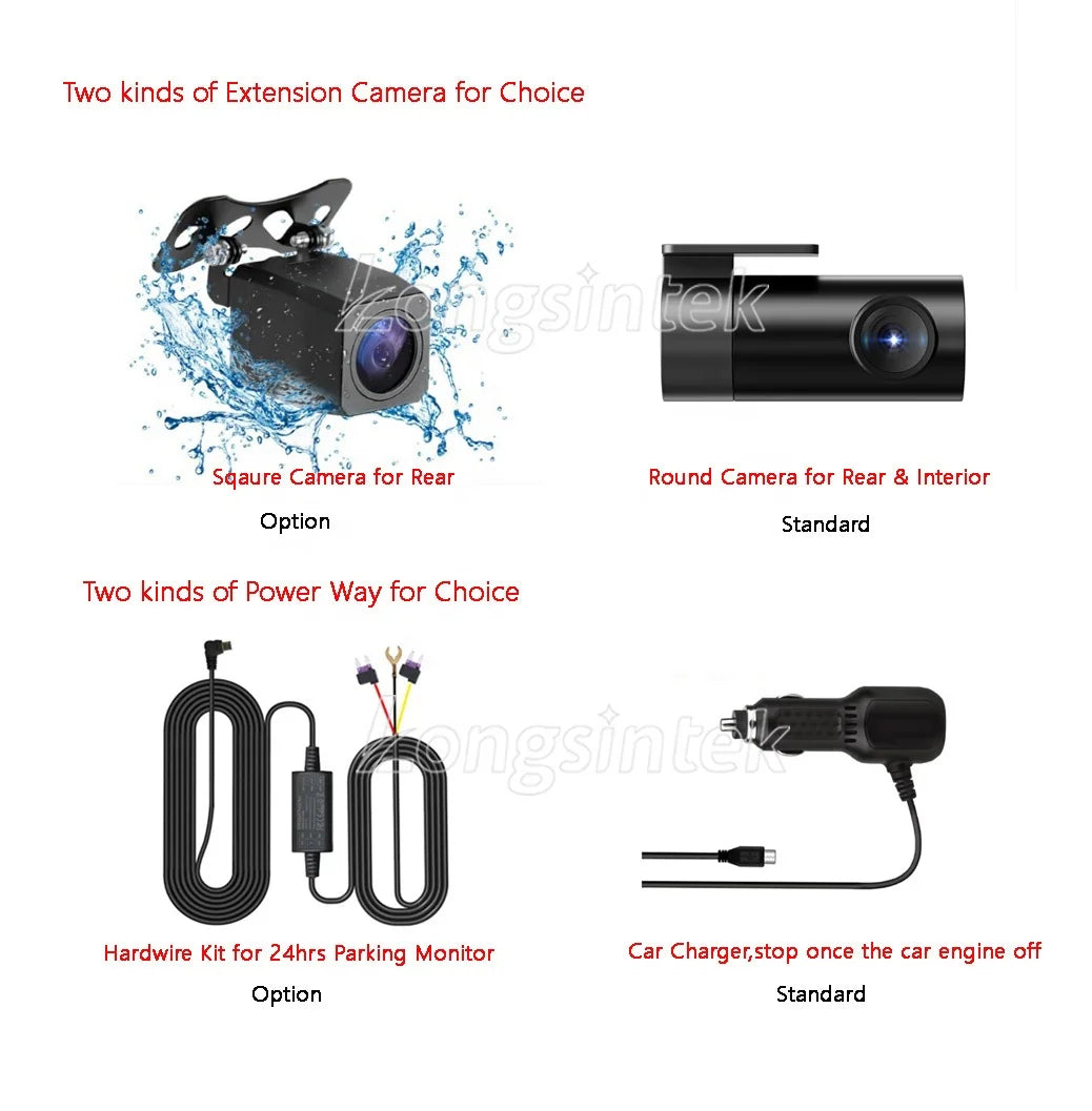 Hotsale Front and Rear Camera Car Dvr Recorder Dash Cam 3 Inch IMX415 Starvis Night Vision Wifi Gps 4K Dual Lens 30Fps Dashcam