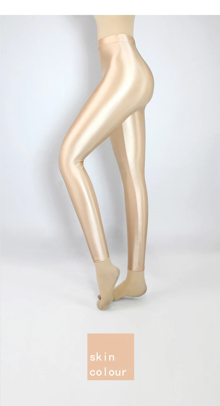 XClocKNYoung satin glossy pants High Waist Sport Women Fitness Shiny Yoga Pants Tights Leggings High Elastic glossy leggings