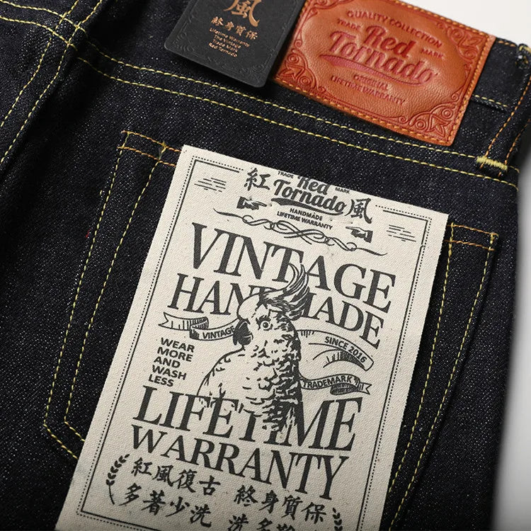 SD107-0001 Red Tornado Heavy Weight Indigo Selvage Unwashed Pants Unsanforised Thick Raw Denim Jean 17oz