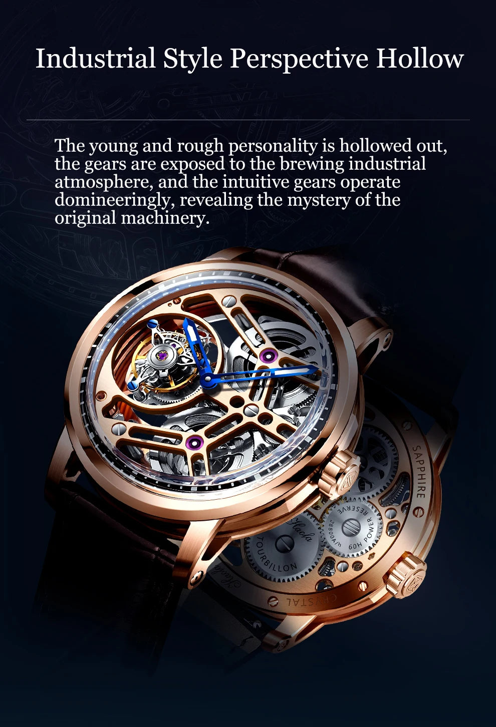 Haofa Manual Tourbillon Mechanical Watches For Men Waterproof Skeleton Luxury Sapphire Flying Tourbillon Movement Men Watch 1940