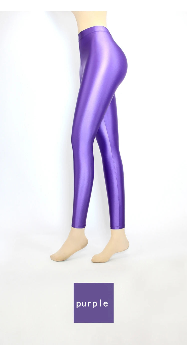 XClocKNYoung satin glossy pants High Waist Sport Women Fitness Shiny Yoga Pants Tights Leggings High Elastic glossy leggings
