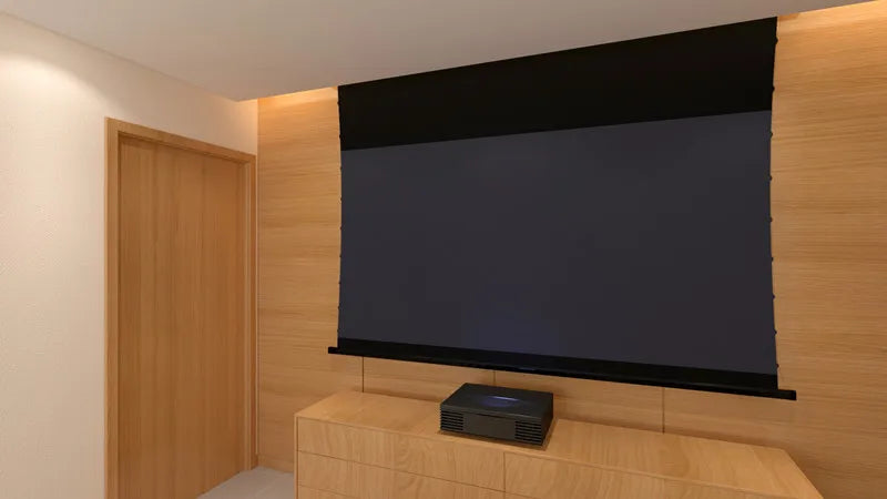New Generation Laser TV Self-Rising Screen ALR Electric Motorised Tab Tensioned Projection Screen for UST Laser Projector 4k HD