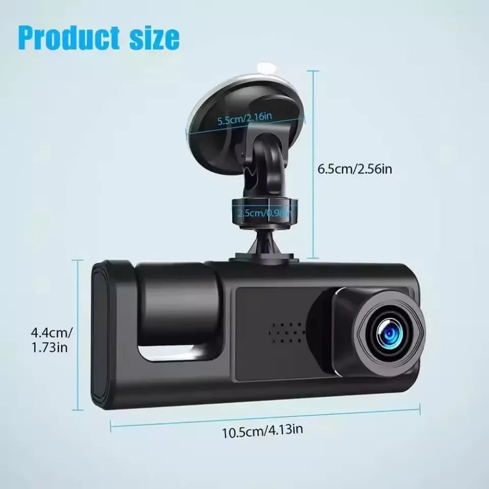 3 Camera Lens Car DVR 3-Channel Dash Cam HD 1080P Dash Camera Dual Lens Dashcam Video Recorder Black Box Dash Camera Car Dvr