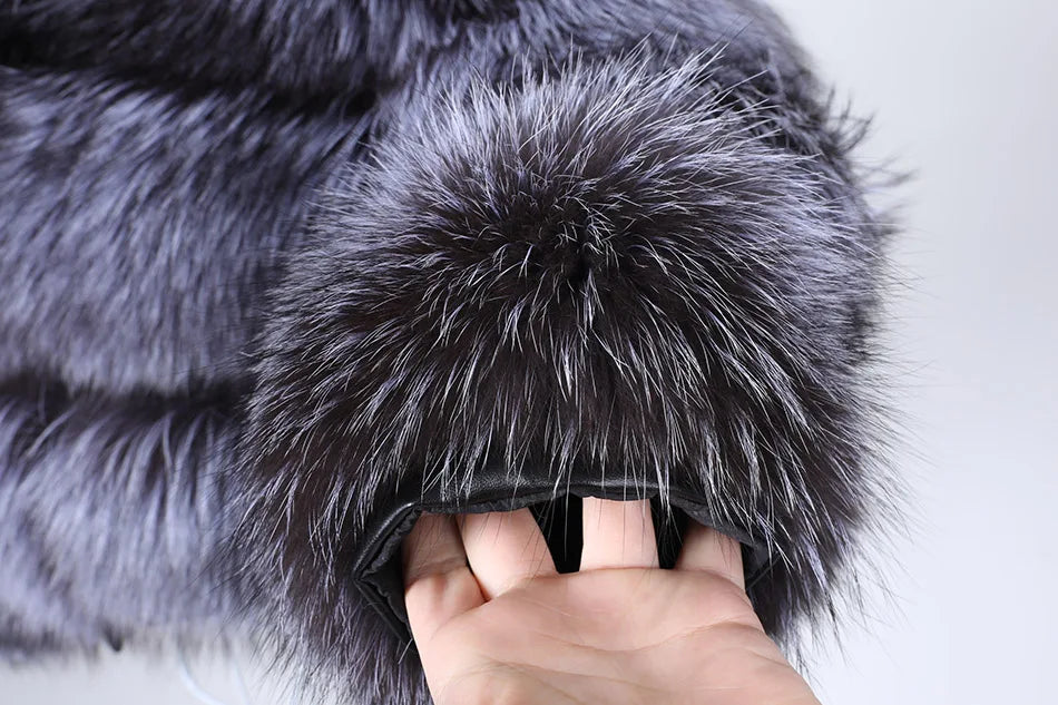 2025 maomaokong Super Hot Winter Women Luxury Thick Real Raccoon Fur Coat Natural Fox Fur Jacket Plus Size Jackets Female Vest