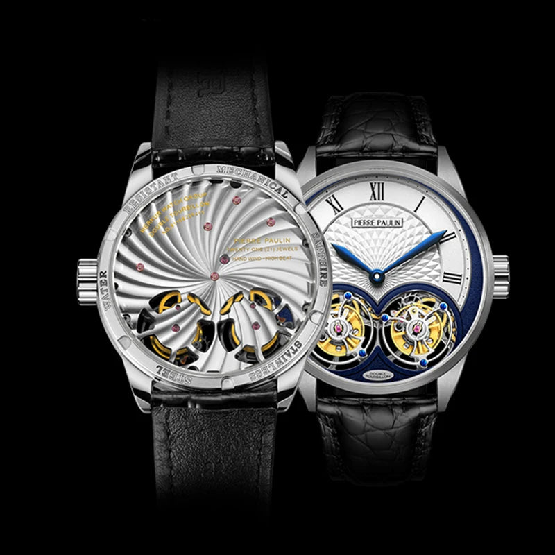 MERKUR genuine Double Tourbillon Manual Mechanical Watch Men's Luxury Formal Business Men's A Certified Millionaire Watch