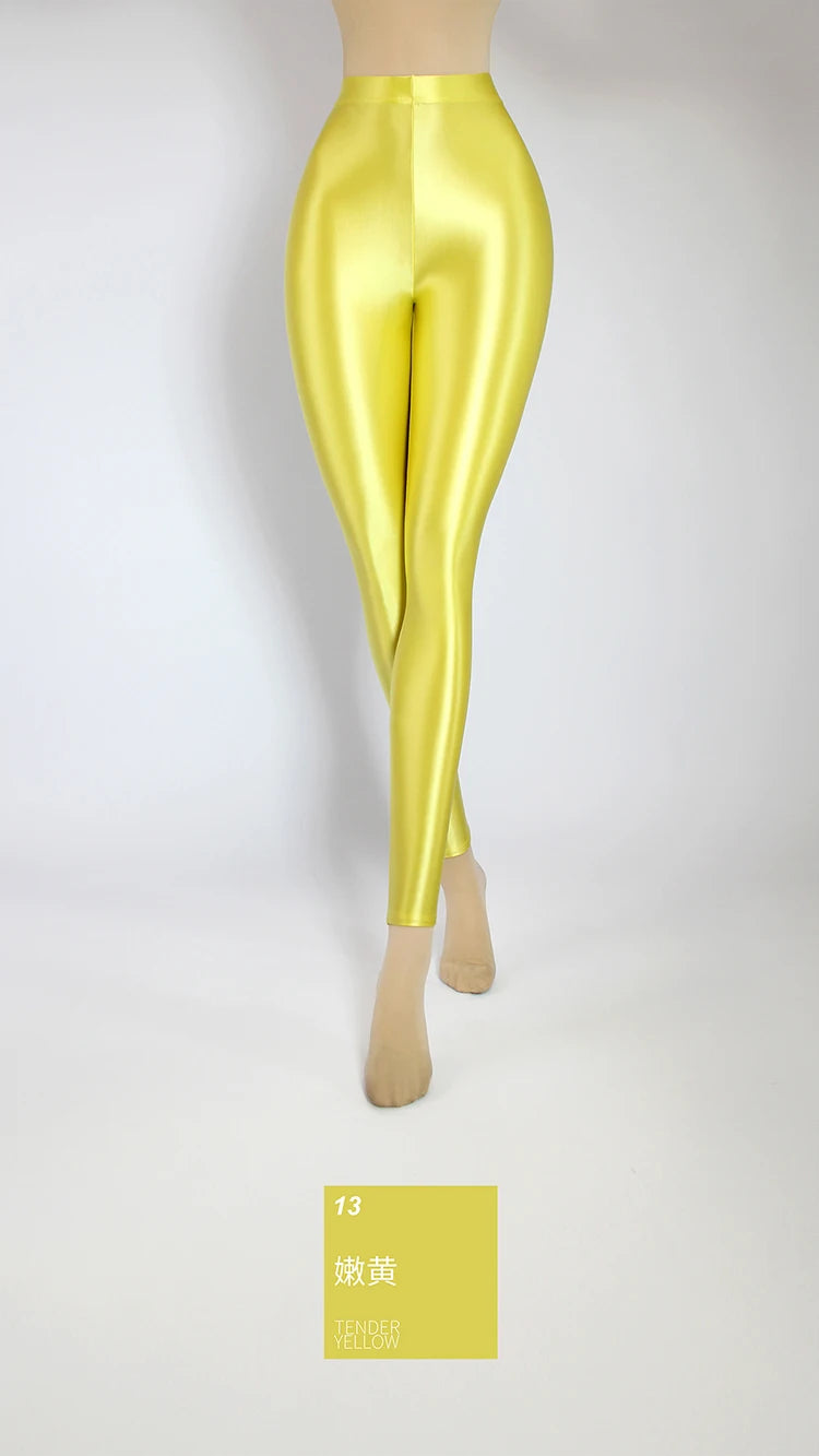 XClocKNYoung satin glossy pants High Waist Sport Women Fitness Shiny Yoga Pants Tights Leggings High Elastic glossy leggings