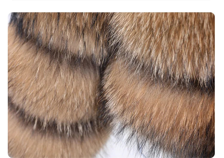 2025 maomaokong Super Hot Winter Women Luxury Thick Real Raccoon Fur Coat Natural Fox Fur Jacket Plus Size Jackets Female Vest