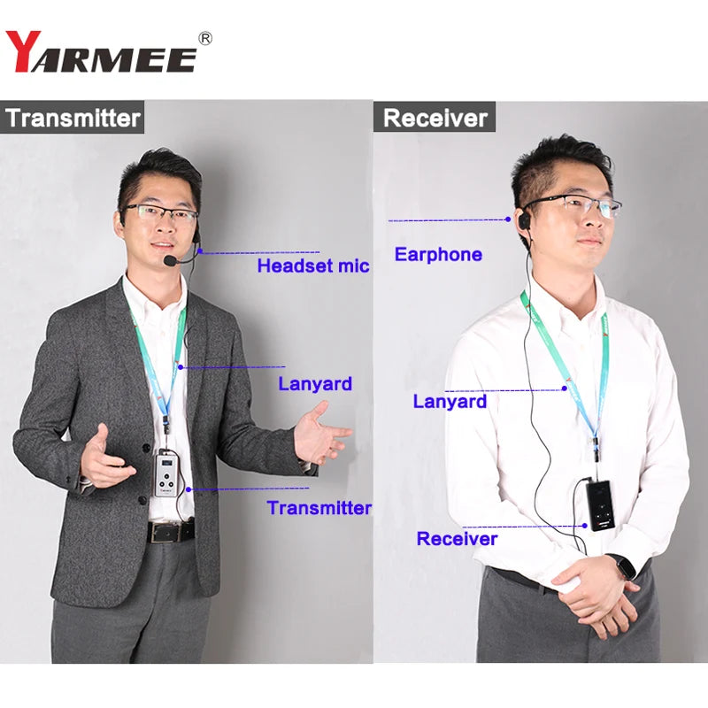 YARMEE Full Set Wireless Audio Tour Guide System  2 Transmitters +38 Receivers With Microphone Charger case