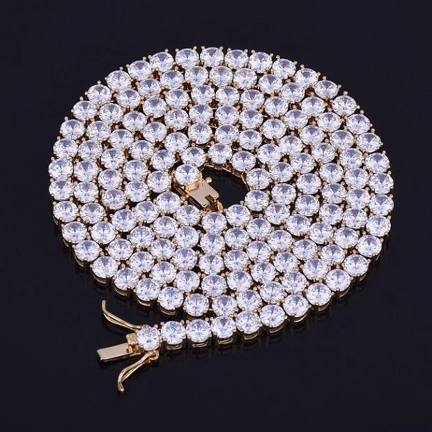 Aokaishen Tennis Chain Men Necklace Real Gold Plated Hip Hop Rock Street Jewelry Iced Out Charms Free Shipping Items Christmas