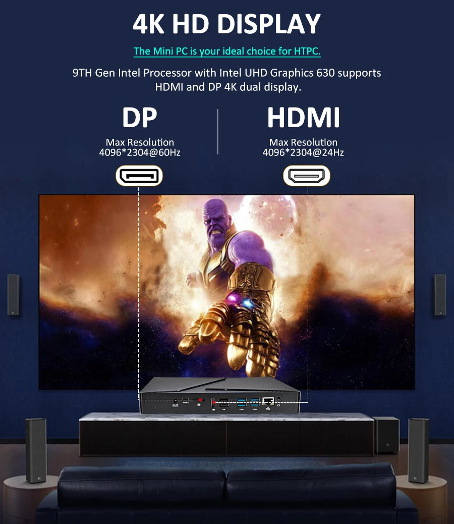 Gaming PC I9-9880H I7-9750H I5-9300H GTX 1650 2*DDR4 Gamer Computer Desktop Win10 4K HD MI DP Type-C WiFi Mini PC