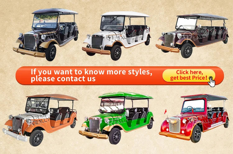 2025 Elegant Amusement Park 6 8 11 Passenger Sightseeing Electric Tourist Car Vintage Electric Sightseeing Car