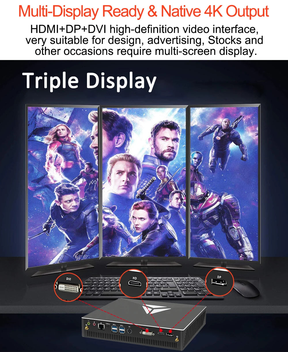 EGLOBAL Mini PC Core I7 I9 Gen 10th Octa Core Desktop Computer 4G DDR4 M.2 NVME DP HD DVI Win10 Pro Mini Gaming Pc
