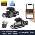 3 Inch Screen WIFI 4 Channel Dashcam Driving Assistance 24 Hour Parking Mode 360 Degree 4 Lens Night Vision Car DVR Camera