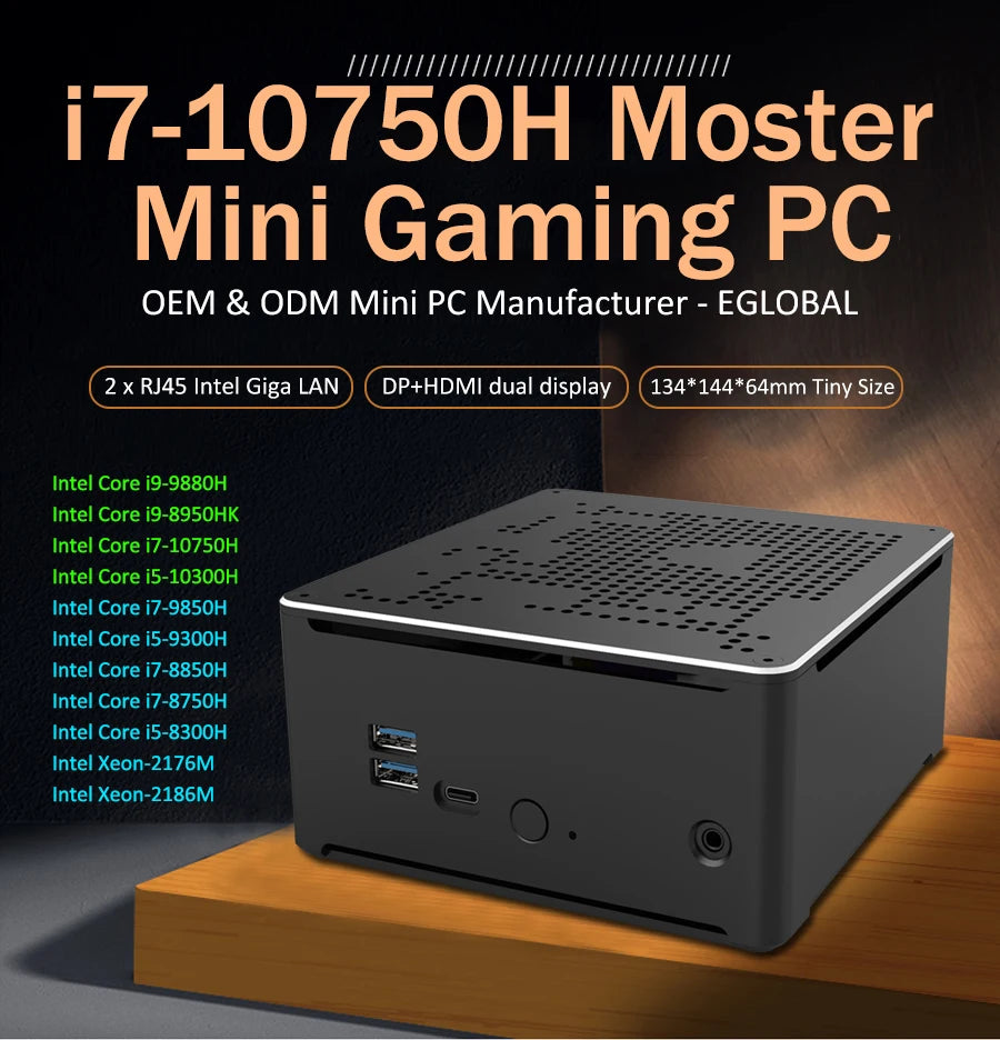 High Quality Core I9 8950HK Barebone Mini PC with DP HD 19V Mini Desktop Computers DDR4 RAM Best Tiny Gaming PC