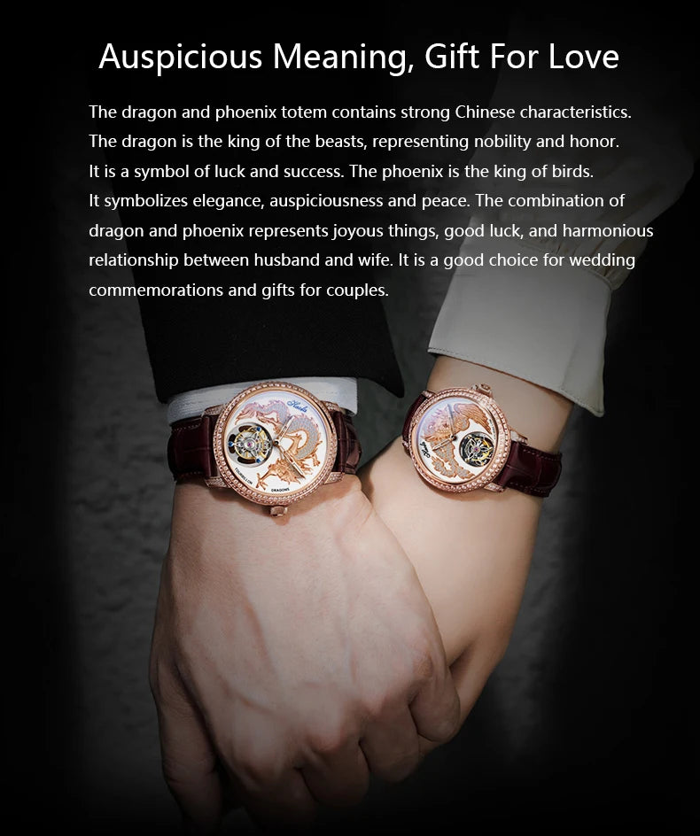Haofa Couple Watch Luxury Tourbillon Watch Manual Movement Mechanical Wristwatch Sapphire Lovers Tourbillon Ladies Mens Watches