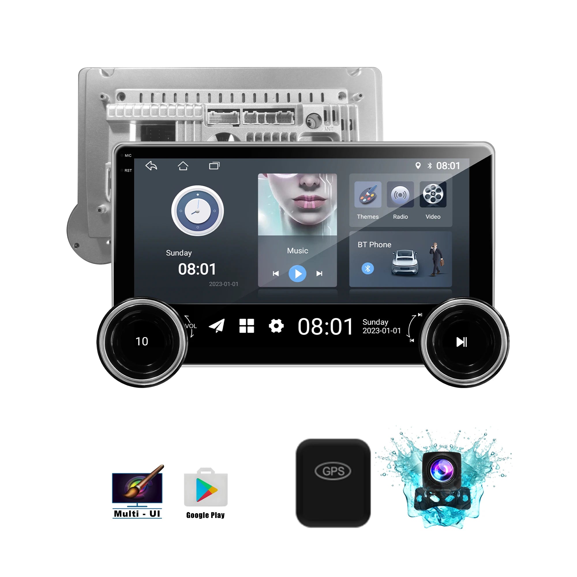 10.1Inch Universal Android Audio GPS Car Radio Double Knob 2K Diamond Wireless CarPlay DSP MirrorLink Amplifier Radio