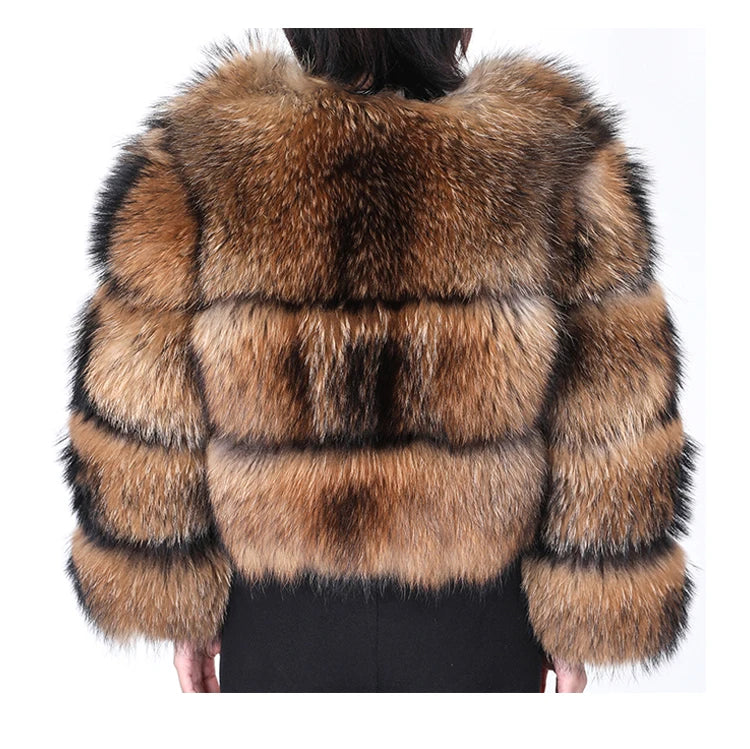 2025 maomaokong Super Hot Winter Women Luxury Thick Real Raccoon Fur Coat Natural Fox Fur Jacket Plus Size Jackets Female Vest