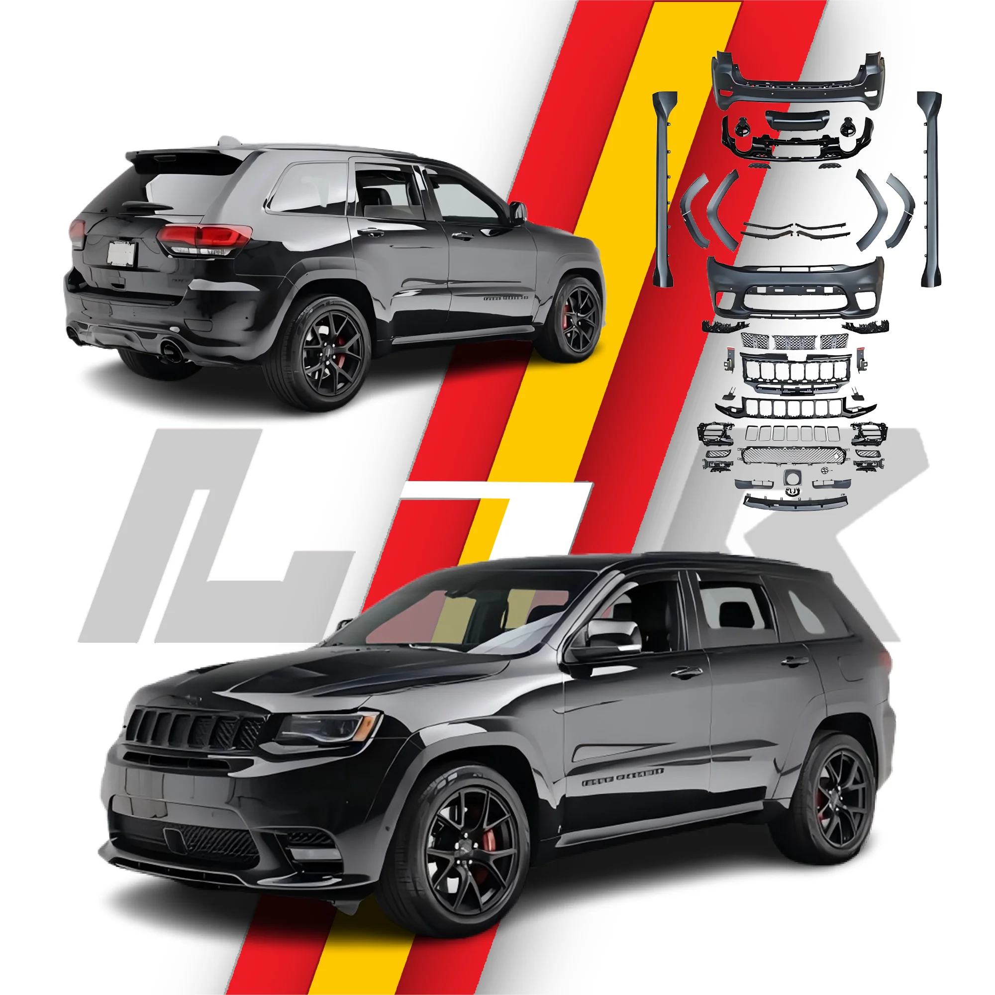 For Jeep Grand Cherokee 2014-2021 WK2 Upgrade to 2022 SRT8 Body Kit with OEM High Quality LED Headlight Bumper Car Accessories
