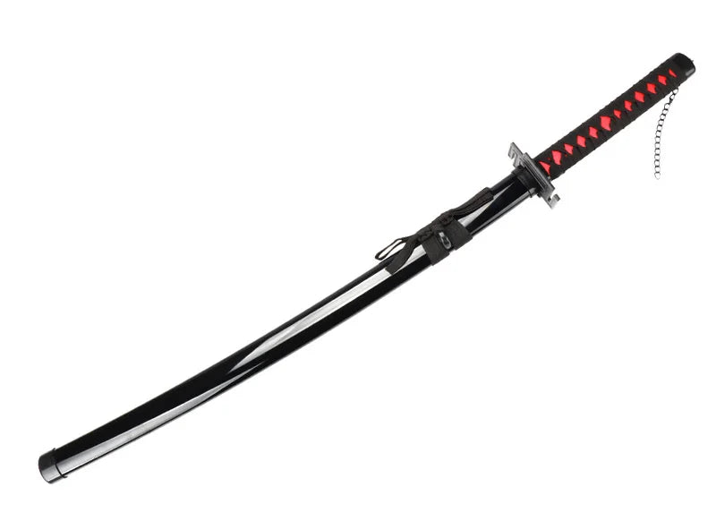 41 inch Kurosaki Ichigo Katana Black Wood Blade Zangetsu Decorative High Quality Cosplay Prop with Sword holder and belt