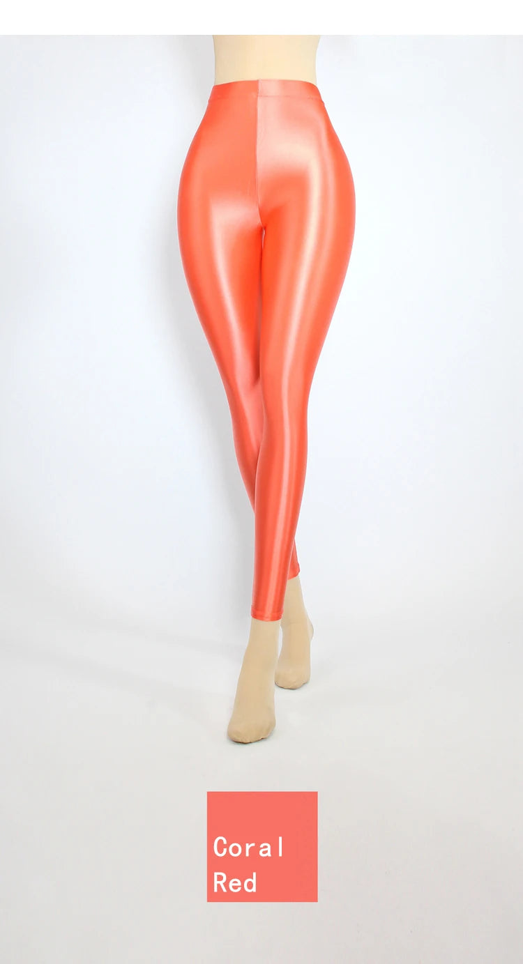 XClocKNYoung satin glossy pants High Waist Sport Women Fitness Shiny Yoga Pants Tights Leggings High Elastic glossy leggings