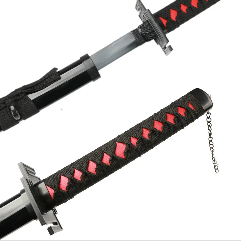 41 inch Kurosaki Ichigo Katana Black Wood Blade Zangetsu Decorative High Quality Cosplay Prop with Sword holder and belt