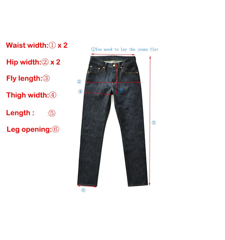Sauce zhan Bamboo shaped yarn Mens Jeans Selvedge Denim Jeans Distressed Wash jeans for men Straight Fit 14 Oz