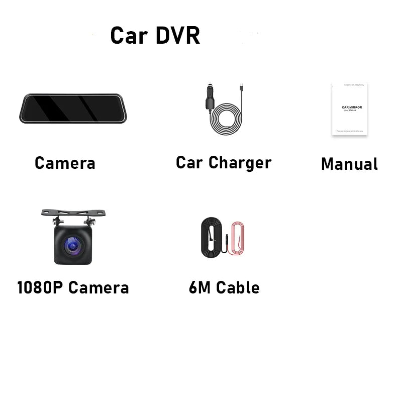 10 Inch Touch Screen Stream Media Car DVR Dash Cam Dual Lens Rear View Mirror Auto Dashcam Video Recorder Car HD Dash Camera