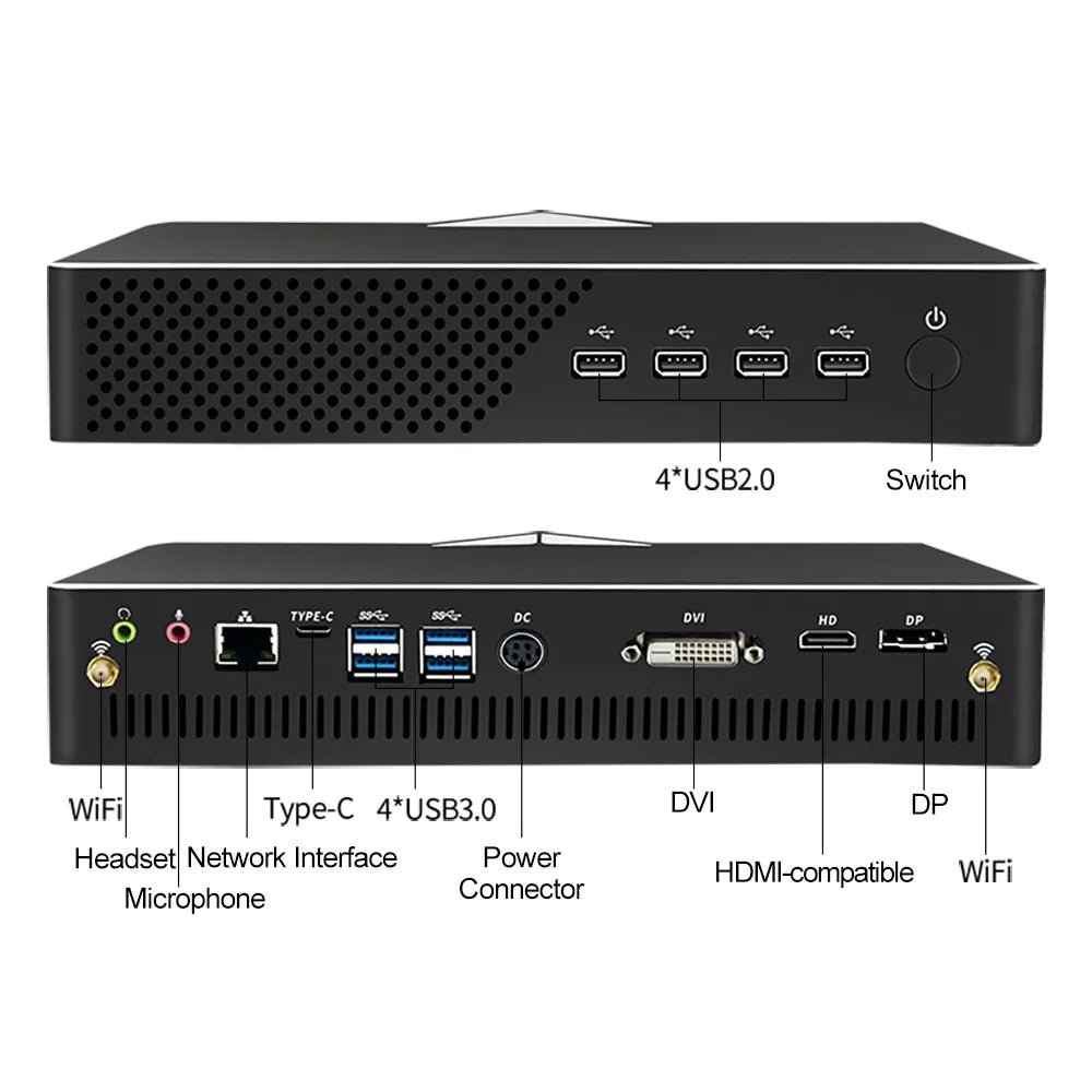EGLOBAL Mini PC Core I7 I9 Gen 10th Octa Core Desktop Computer 4G DDR4 M.2 NVME DP HD DVI Win10 Pro Mini Gaming Pc