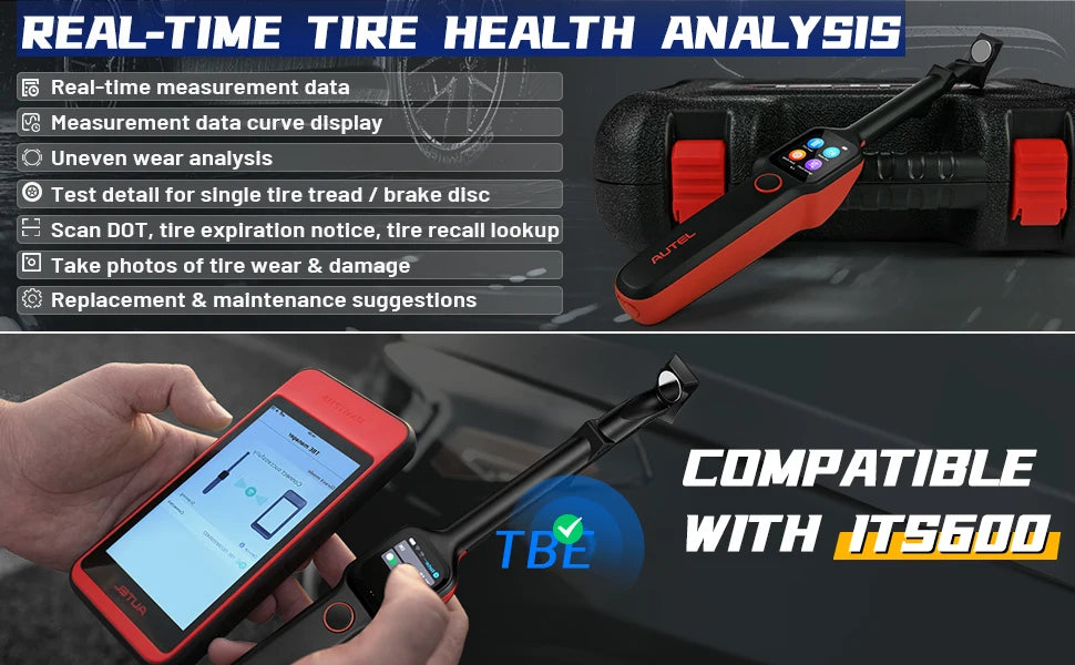 Autel MaxiTPMS TBE200E Tire Tread Laser Detector Brake Disc Wear Thickness Diagnostic Instrument Tool Compatible With ITS600