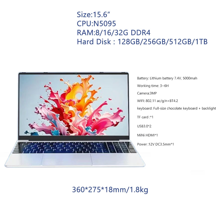 Best-Selling 15.6'' Ultra-Thin Full HD Laptop Factory Discount for Students & Home Use Global Stock Notebook