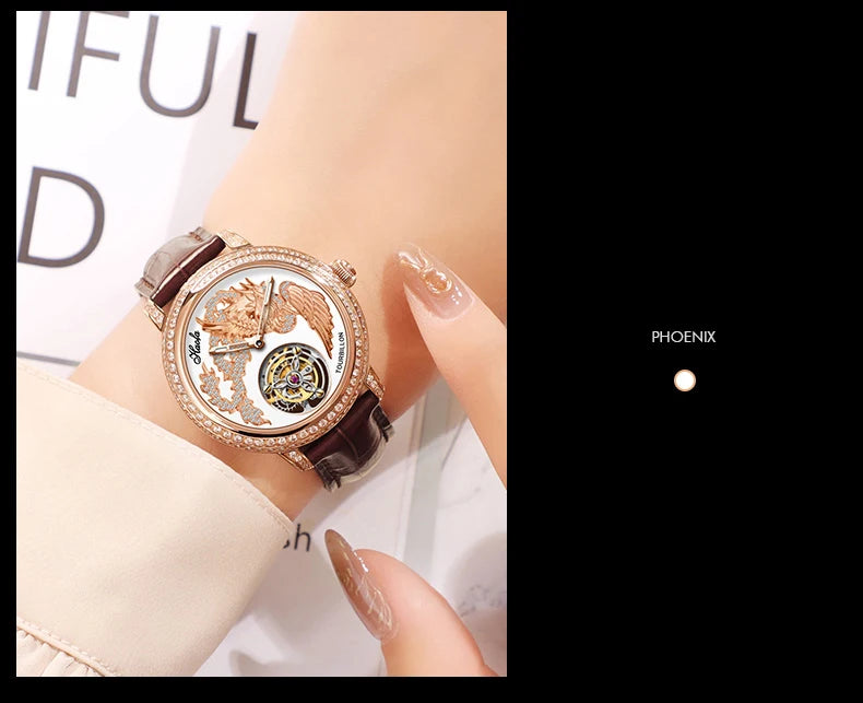 Haofa Couple Watch Luxury Tourbillon Watch Manual Movement Mechanical Wristwatch Sapphire Lovers Tourbillon Ladies Mens Watches