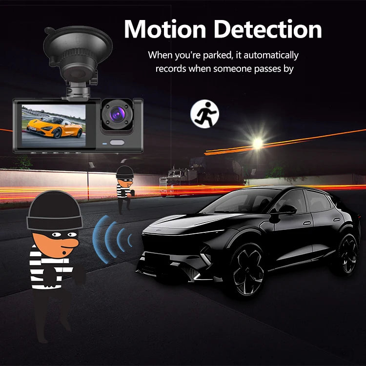 Dash Cam 3 Channels 1080p Hd  Front Rear and Inner Camera Car Video Recorder Dvr Black Box  Driving Record for Car