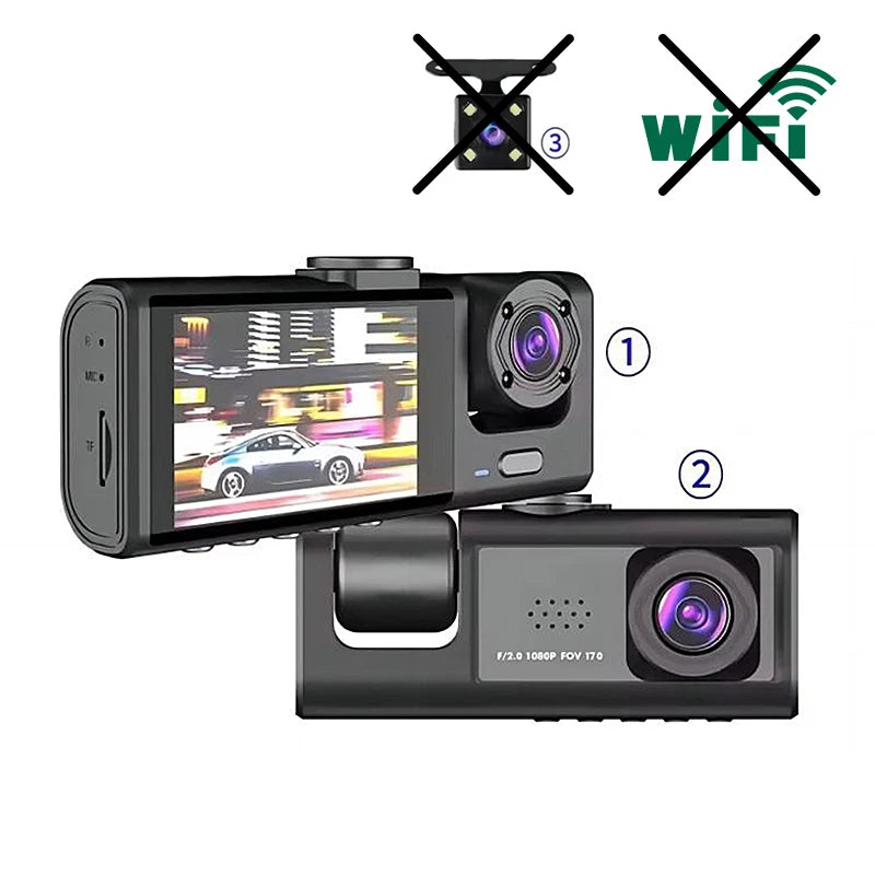 Dash Cam 3 Channels 1080p Hd  Front Rear and Inner Camera Car Video Recorder Dvr Black Box  Driving Record for Car