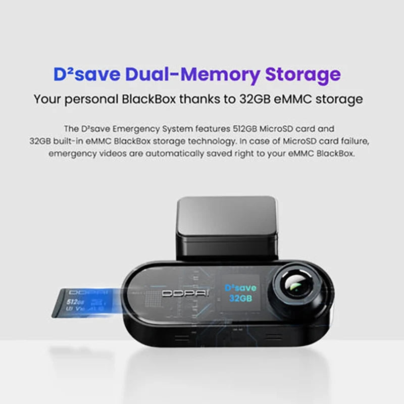 DDPAI N5 Dual Lens Car Black Box Dash Cam 4K Ultra HD Resolution LCD Screen Bluetooth Night Vision Front Rear Recording Black