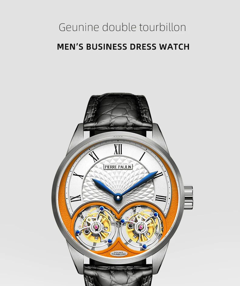 MERKUR genuine Double Tourbillon Manual Mechanical Watch Men's Luxury Formal Business Men's A Certified Millionaire Watch