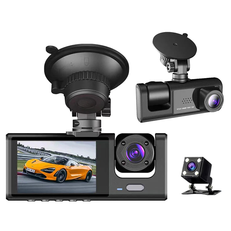 Dash Cam 3 Channels 1080p Hd  Front Rear and Inner Camera Car Video Recorder Dvr Black Box  Driving Record for Car