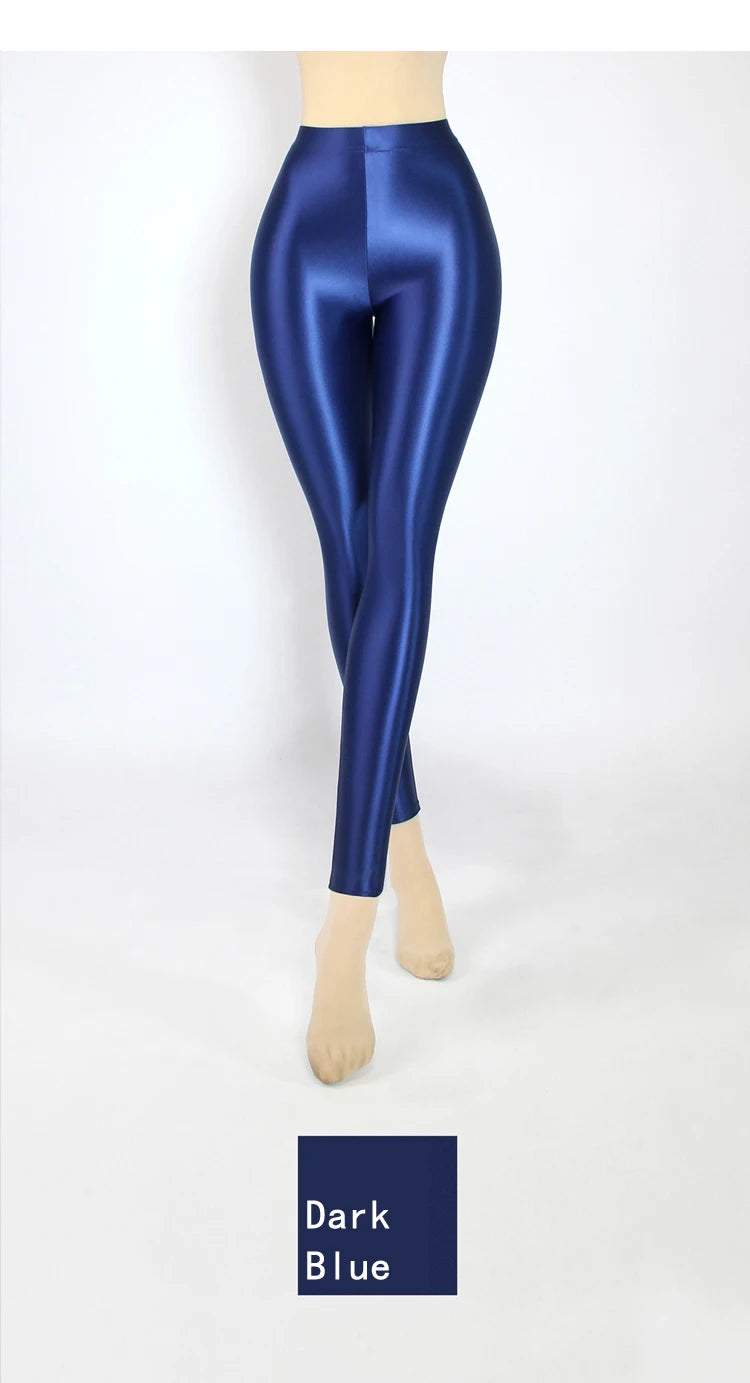XClocKNYoung satin glossy pants High Waist Sport Women Fitness Shiny Yoga Pants Tights Leggings High Elastic glossy leggings