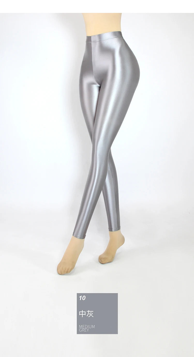 XClocKNYoung satin glossy pants High Waist Sport Women Fitness Shiny Yoga Pants Tights Leggings High Elastic glossy leggings