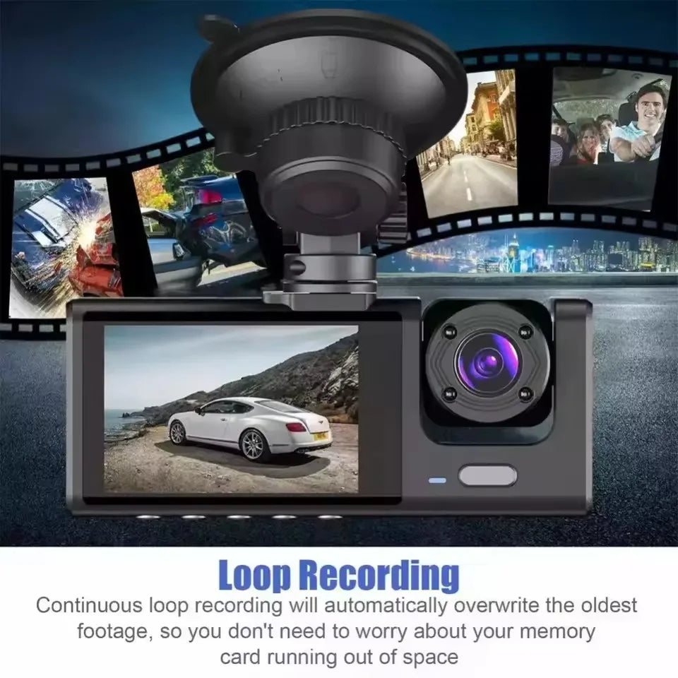 3 Camera Lens Car DVR 3-Channel Dash Cam HD 1080P Dash Camera Dual Lens Dashcam Video Recorder Black Box Dash Camera Car Dvr