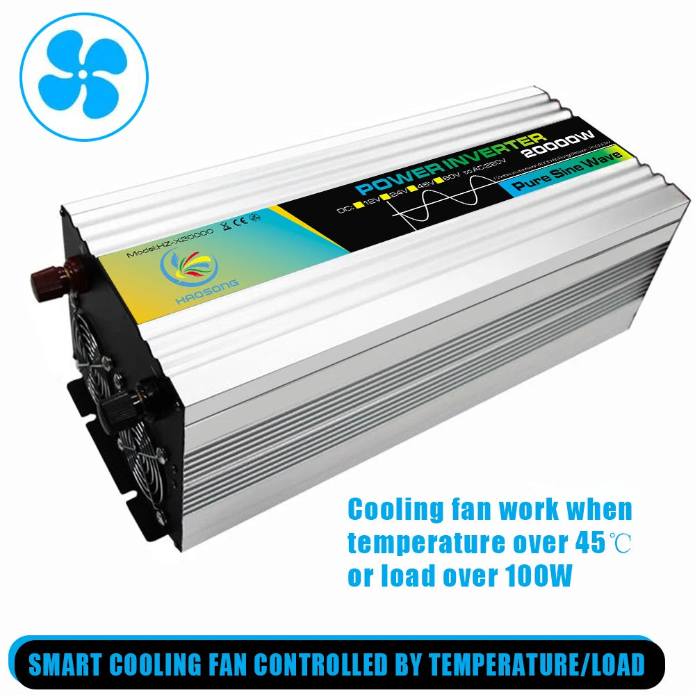 Pure Sine Wave Power Inverter 4000W DC 12V 24V 48V 60V to AC 220V Peak 20000W Inversor 12 V 220 V Convertor for Air Conditioner
