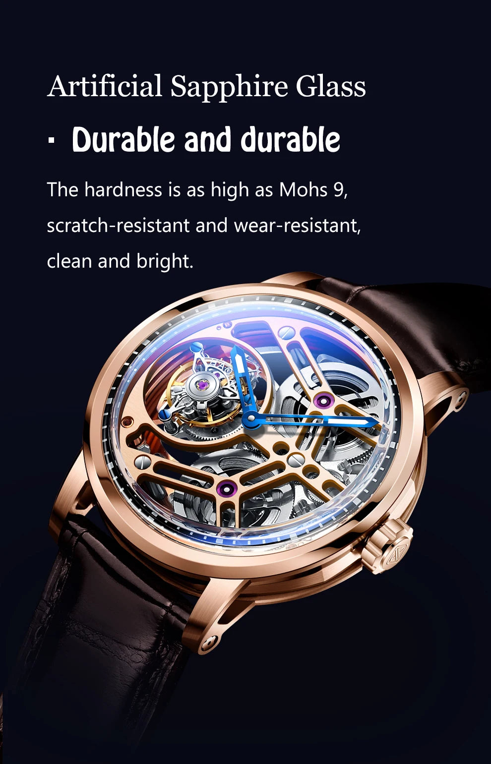 Haofa Manual Tourbillon Mechanical Watches For Men Waterproof Skeleton Luxury Sapphire Flying Tourbillon Movement Men Watch 1940