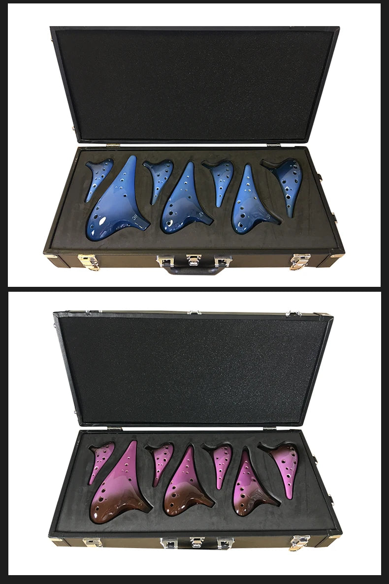 Ocarina taodi 12-hole double-color glaze set seven-pack performance-grade Tao Di musical instrument