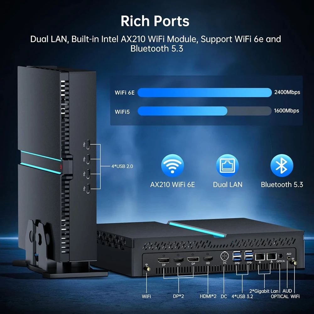 12th Gen Mini Host Intel I9 12900F I7 12700F 12500F RTX3060 12G Dual DDR5 PCIE4.0 B760 2HD2.1 Computer Win11 Pro  Mini Gaming PC