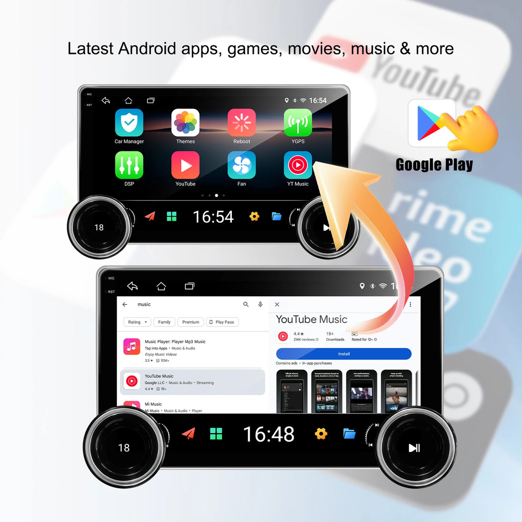 10.1Inch Universal Android Audio GPS Car Radio Double Knob 2K Diamond Wireless CarPlay DSP MirrorLink Amplifier Radio